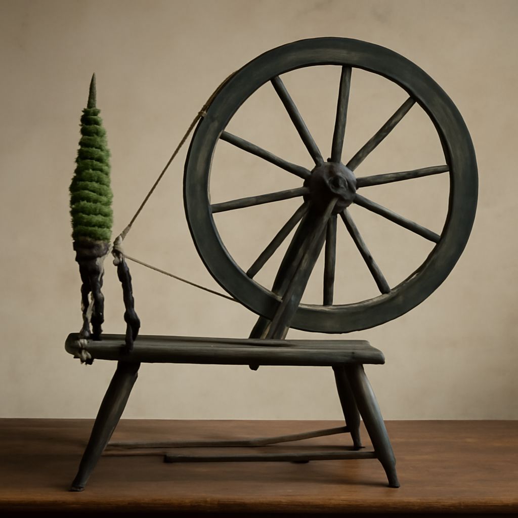 Sleeping Beauty spinning wheel and spindle