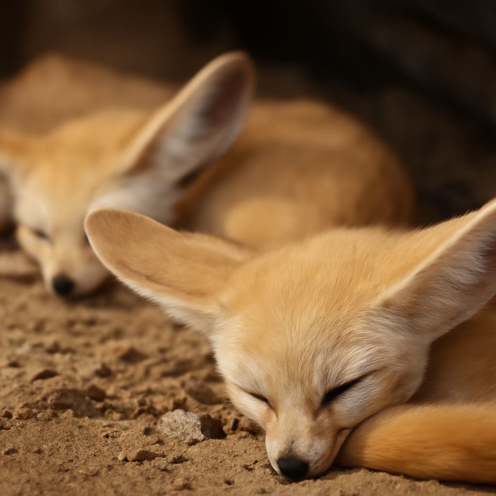 Fennec fox sleeping and sleeping Sylveon
